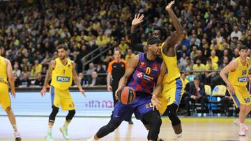Brandon Davies, durante el partido de la Euroliga que ha enfrentado al Maccabi Tel Aviv y al Barcelona