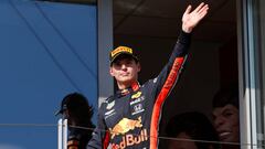 Formula One F1 - Hungarian Grand Prix - Hungaroring, Budapest, Hungary - August 4, 2019   Red Bull&#039;s Max Verstappen waves to fans after finishing in second place   REUTERS/Bernadett Szabo