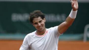 Rafael Nadal, al acabar su partido con Klizan.