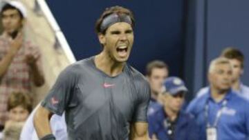 Nadal celebra su victoria ante Tommy Robredo.
