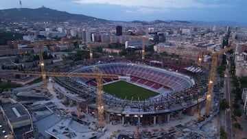 Vista aérea del avance de las obras del Spotify Camp Nou.