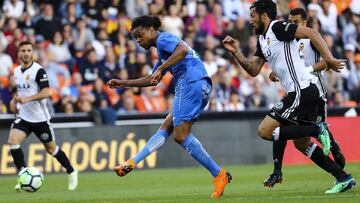 R&eacute;my marca el primer gol del Getafe.