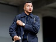 Kylian Mbappé, en un viaje del Real Madrid esta temporada.