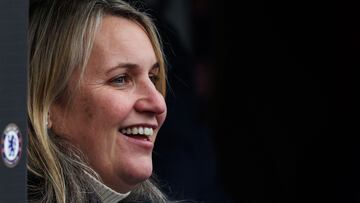 (FILES) Chelsea's English manager Emma Hayes reacts during the English Women's League Cup final football match between Arsenal and Chelsea at Selhurst Park in south London on March 5, 2023. Chelsea manager Emma Hayes has been appointed as the new head coach of the United States in a record deal that will make her the world's highest paid women's football coach, the United States Soccer Federation said on November 14, 2023. (Photo by Adrian DENNIS / AFP)