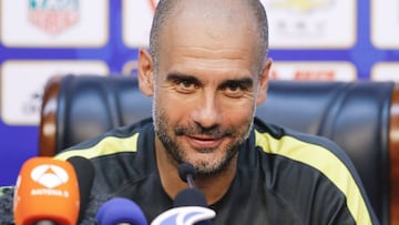 Pep Guardiola en una rueda de prensa.