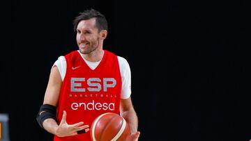 Rudy Fernández, capitán de la Selección, durante un entrenamiento.