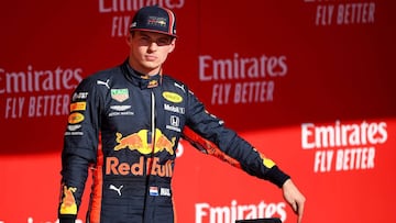 AUSTIN, TEXAS - NOVEMBER 03: Third placed Max Verstappen of Netherlands and Red Bull Racing looks on in parc ferme during the F1 Grand Prix of USA at Circuit of The Americas on November 03, 2019 in Austin, Texas. Clive Mason/Getty Images/AFP
== FOR NEWSPAPERS, INTERNET, TELCOS & TELEVISION USE ONLY ==