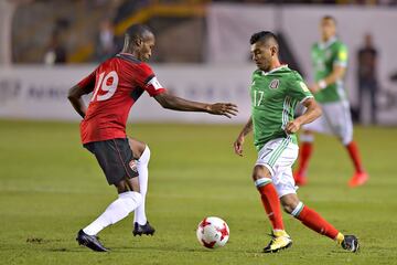 Action photo of action during the match Mexico vs Trinidad and Tobago, corresponding to the Final Hexagonal during the CONCACAF Qualifying rounds for the 2018 FIFA World Cup Russia, at Alfonso Lastras Stadium
Foto de accion durante el partido Mexico vs Trinidad y Tobago, correspondiente al Hexagonal Final durante las Eliminatorias de la CONCACAF rumbo a la Copa Mundial de la FIFA Rusia 2018, en el Estadio Alfonso Lastras, en la foto: 19 Kevan George de Trinidad y Jesus Manuel COorna de Mexico
06/10/2017/MEXSPORT/Isaac Ortiz.