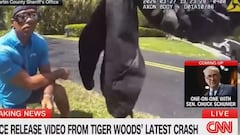 Sale a la luz el vídeo de Tiger Woods tras volcar su coche: su pose es desconcertante