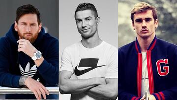 Imágenes de Lionel Messi, de Cristiano Ronaldo y de Antoine Griezmann.