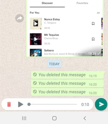 La nota de voz est&aacute; grabada, pero no se ha enviado a&uacute;n: se puede escuchar e incluso borrar