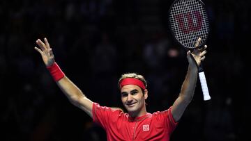 BASEL, SWITZERLAND - OCTOBER 27:  Roger Federer of Switzerland celebrates his victory during the final match of the Swiss Indoors ATP 500 tennis tournament against of Alex de Minaur of Australia at St Jakobshalle on October 27, 2019 in Basel, Switzerland. (Photo by Harold Cunningham/Getty Images)