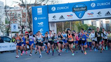 Imagen de la salida de la Zurich Rock'n'Roll Running Series de Madrid, la Maratón de Madrid de 2022.