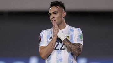 Soccer Football - World Cup - South American Qualifiers - Argentina v Bolivia - El Monumental, Buenos Aires, Argentina - September 9, 2021 Argentina&#039;s Lautaro Martinez reacts Pool via REUTERS/Juan Ignacio Roncoroni