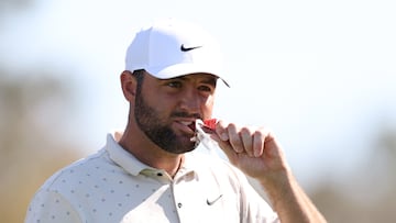 PONTE VEDRA BEACH, FLORIDA - MARCH 13: Scottie Scheffler of the United States walks the ninth fairway during the first round of THE PLAYERS Championship on the Stadium Course at TPC Sawgrass on March 13, 2025 in Ponte Vedra Beach, Florida. Richard Heathcote/Getty Images/AFP (Photo by Richard HEATHCOTE / GETTY IMAGES NORTH AMERICA / Getty Images via AFP)