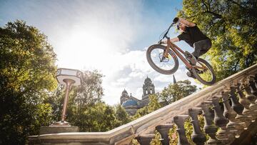 Danny MacAskill pulling a manual down a wall in Edinburgh, Scotland on September 17, 2019 // Dave Mackison / Red Bull Content Pool // SI201910020001 // Usage for editorial use only // 