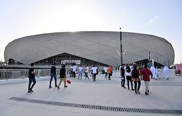 Education City Stadium in Al Rayyan before the FIFA Arab Cup soccer match between Oman and Qatar. The 45,350- seater venue will host 6 group stage matches, one round of 16 match and one quarter final. 