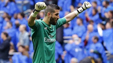 Kiko Casilla celebra uno de los goles de Cristiano.