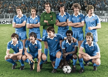 Michael Robinson (back row, standing far left), lines out for Manchester City against Real Madrid at the Santiago Bernabéu.