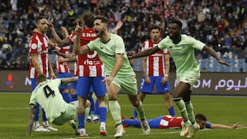 Yeray celebra el primer gol ante el Atlético.