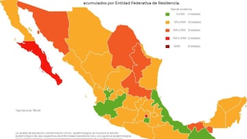 Mapa, muertes y casos de coronavirus en México por estados hoy 14 de noviembre