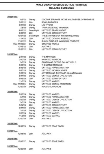 Calendario de Disney.