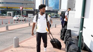 Andrés Feliz, base del Real Madrid, ha su llegada a Murcia, donde se disputa la Supercopa.