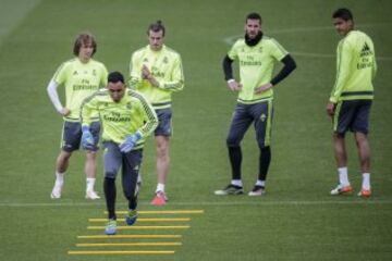 Keylor Navas durante un ejercicio.
