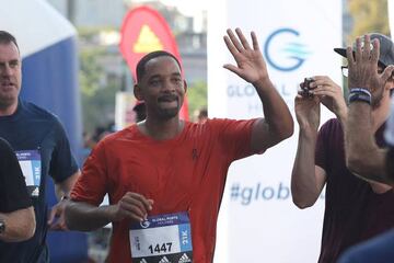 El actor, durante la participación en la media maratón.