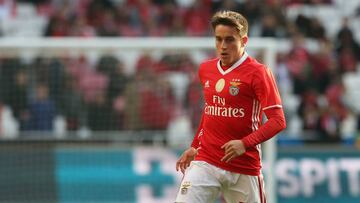 Franco Cervi durante un partido con el Benfica.