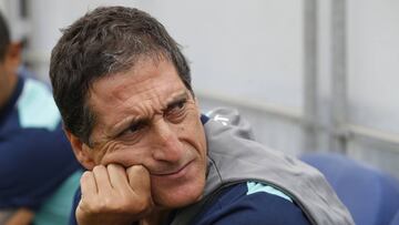 Futbol, Everton vs Universidad Catolica.
Segunda fecha, campeonato de Clausura 2016/17.
El entrenador de Universidad Catolica Mario Salas da instrucciones a sus jugadores durante el partido de primera division disputado en el estadio Sausalito de Via