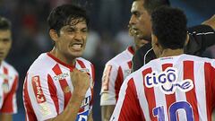 Mat&iacute;as Fern&aacute;ndez celebra su primer gol con el Junior de Barranquilla