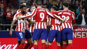 Atlético celebra aun gol.