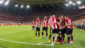 Celebración del triunfo en San Mamés