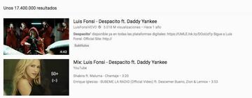 La cabecera de Despacito en YouTube durante el hackeo