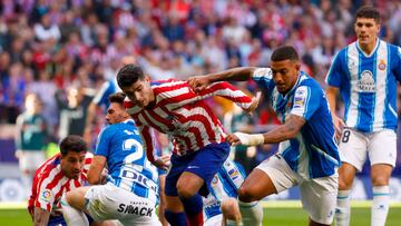 Giménez y Morata, en el partido ante el Espanyol.