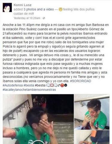La acosa en el metro y ella le da una paliza