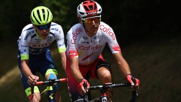 Stéphane Rossetto, junto con Aimé De Gendt durante la etapa de hoy en el Tour de Francia.