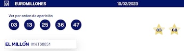 Euromillones: comprobar los resultados del sorteo de hoy, viernes 10 de febrero