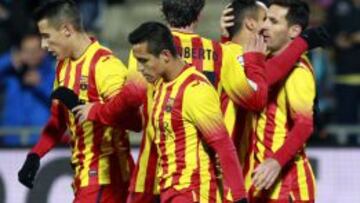 Celebración del 0-1.