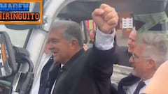 Laporta se acuerda del Madrid durante un nuevo acto de campaña subido en un toro mecánico: surrealista