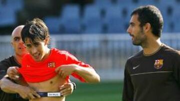 <b>PUESTA A PUNTO. </b>Guardiola ha seguido de cerca la pretemporada de Bojan Krkic con el Barça.