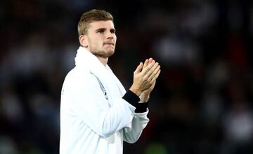 Timo Werner of Germany celebrates with his fans after winning the FIFA 2018 World Cup Qualifier between Germany and Norway