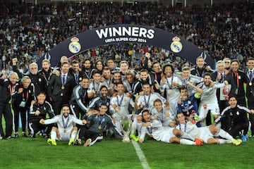 El 12 de agosto de 2014 Ancelotti consiguió su tercer título con el Real Madrid ese año. La final de la Supercopa de Europa se jugó en Cardiff y los madridistas ganaron 2-0 al Sevilla con un doblete de Ronaldo.