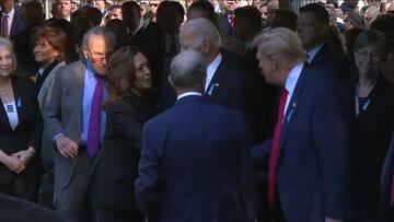 El saludo de Trump y Kamala Harris en la ceremonia del 9/11