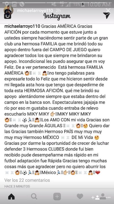 Michael Arroyo se despide del América