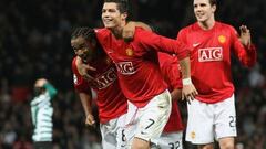 Cristiano celebra el 2-1 de falta directa durante la fase de grupos de la Champions League 07/08. 