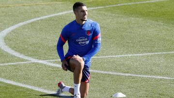 Mario Hermoso en un entrenamiento del Atlético.