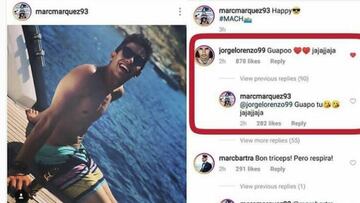 Captura de los mensajes entre Márquez y Lorenzo.