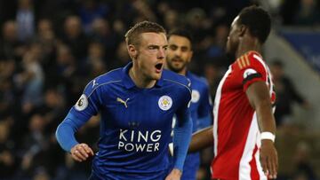 Vardy celebra un gol ante el Sunderland.